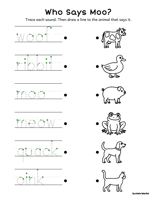 The printed page of Who Says Moo?